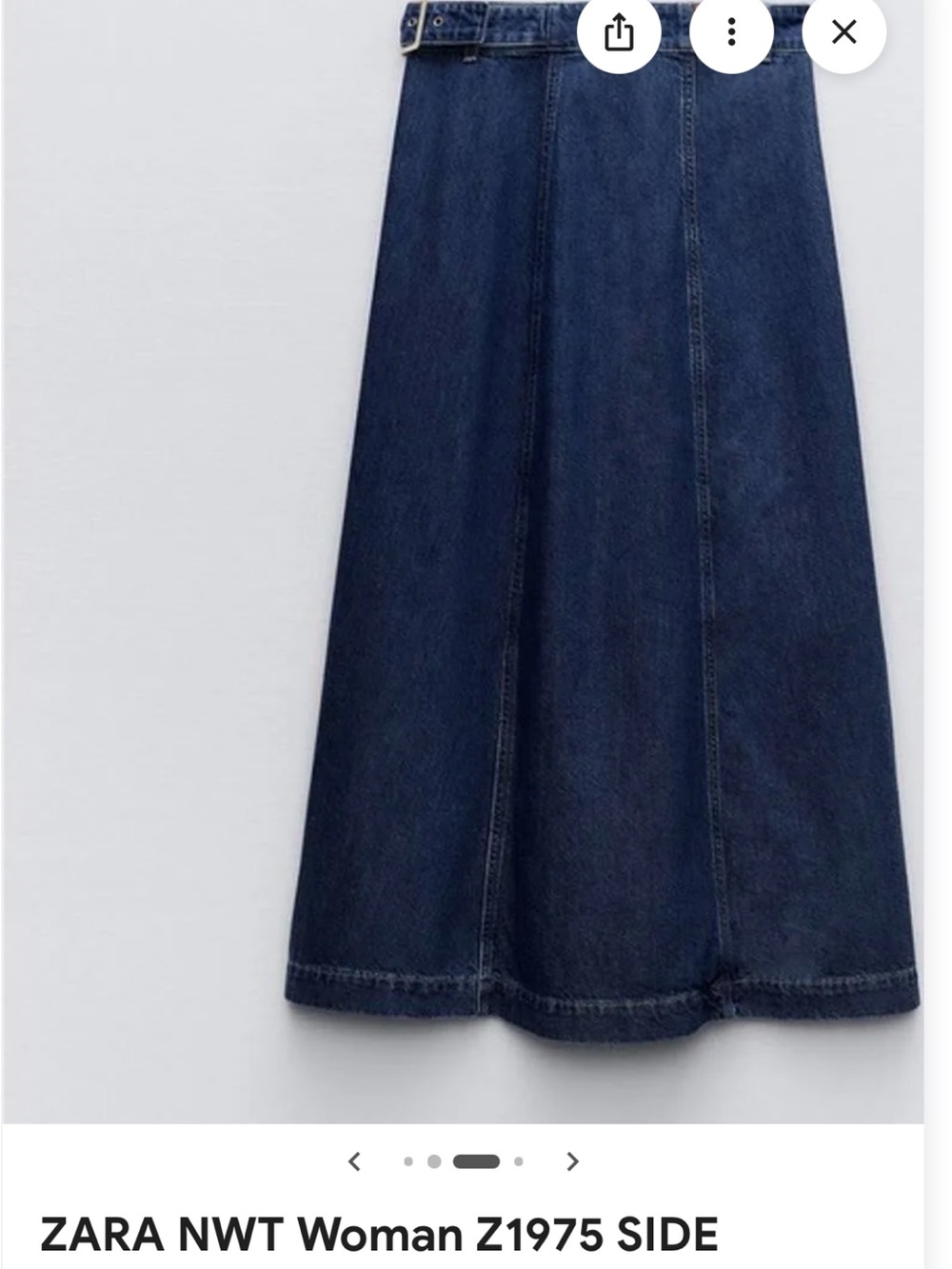 Zara Dark Blue Denim Midi Skirt